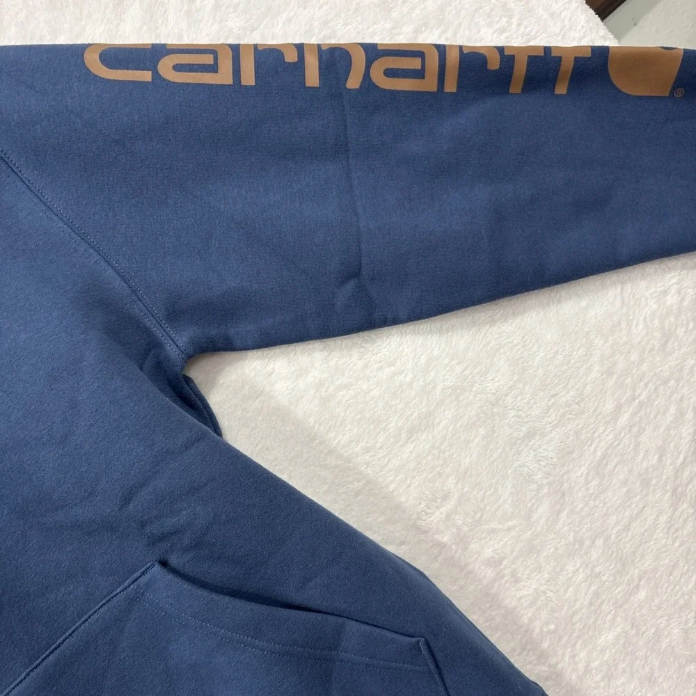 carhartt pullover sweatshirt, Youth Large, Steel Blue With Graphic Logo
